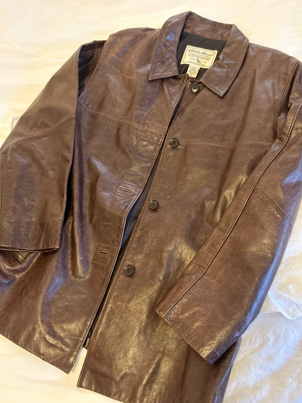 Vintage genuine brown leather Eddie Bauer jacket fall